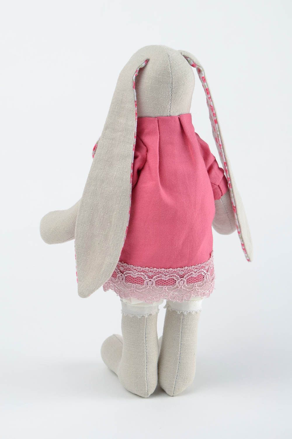 Игрушка заяц ручной работы в розовом платье авторская игрушка стильный подарок фото 5
