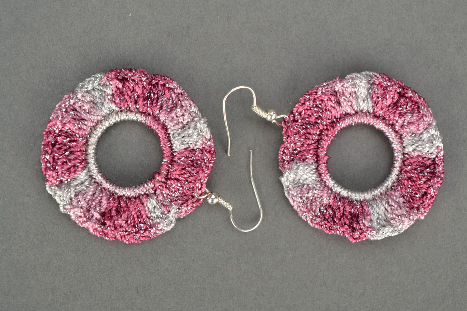 Crochet round earrings photo 3