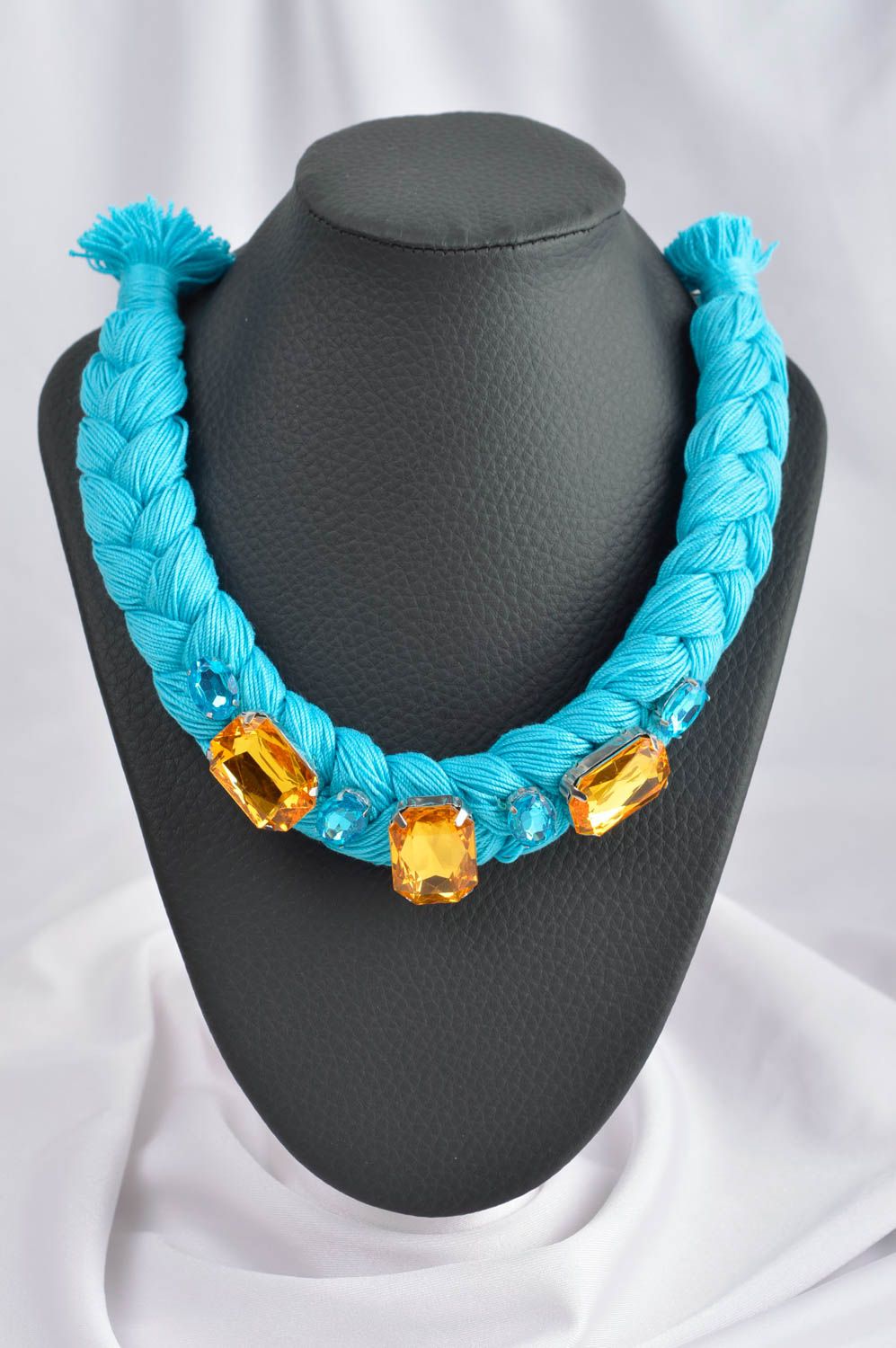 Handmade Damen Halskette Halsschmuck für Damen Schmuck Collier in Blau schön  foto 1