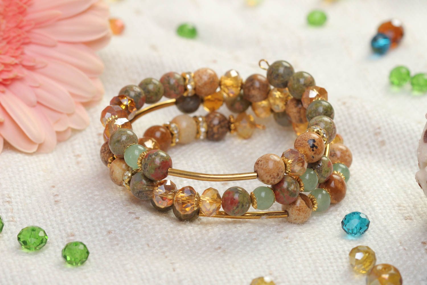Stylish handmade gemstone bead bracelet artisan jewelry designs gifts for her photo 1