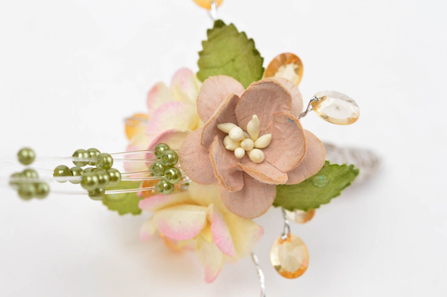 Bouquet de Fleurs artificielles fait main en papier et perles Déco maison photo 3