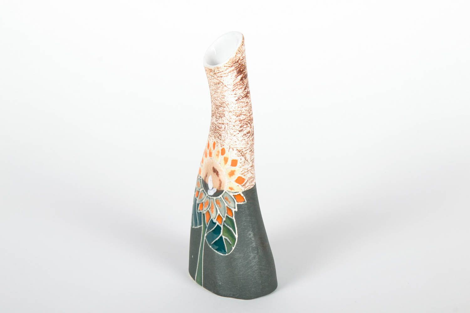 9 inches tall ceramic handmade art design decorative vase Sunflower, 0,67 lb photo 5