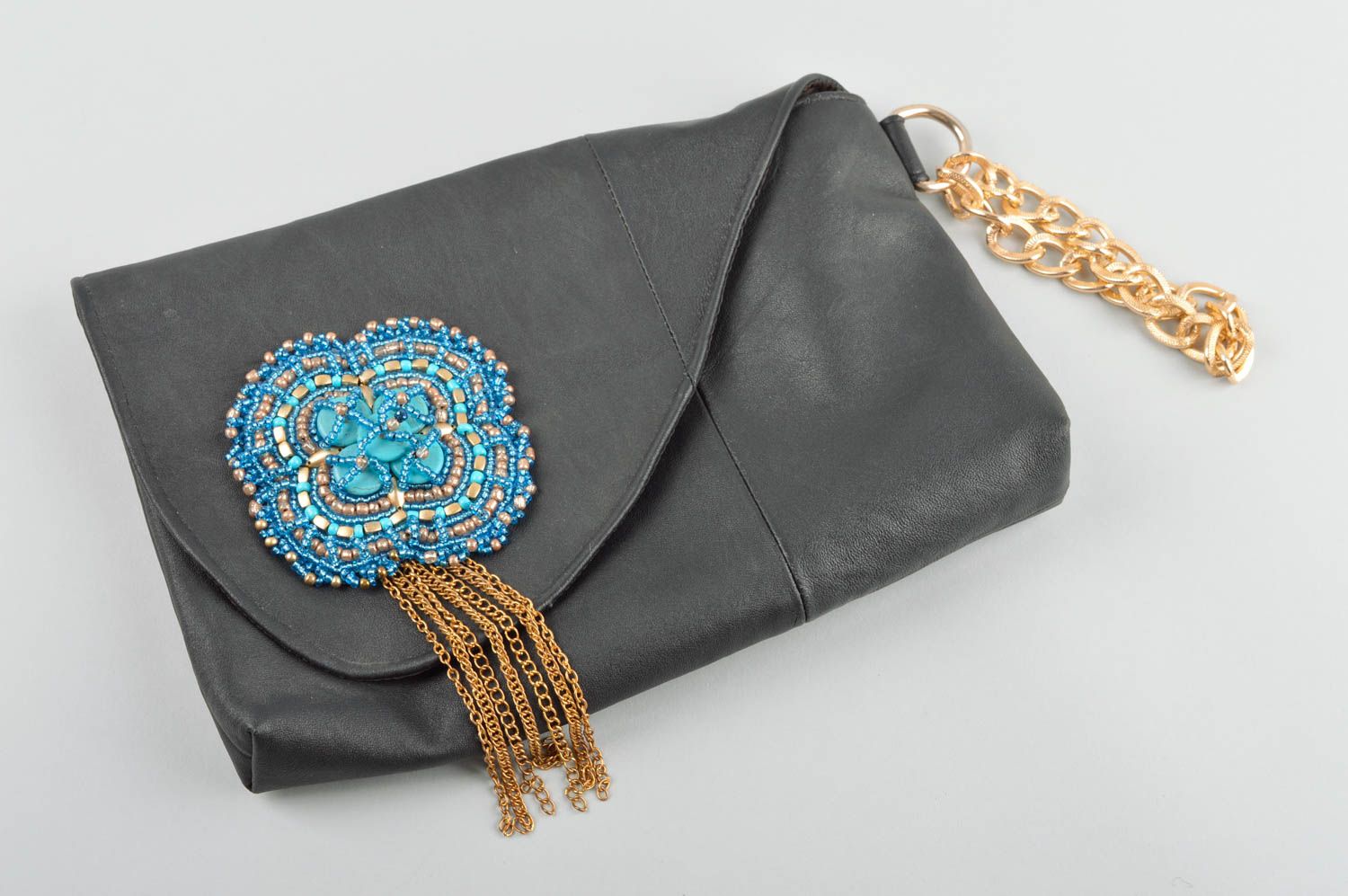 Bolso de cuero natural con abalorios accesorio de moda regalo para mujer foto 1