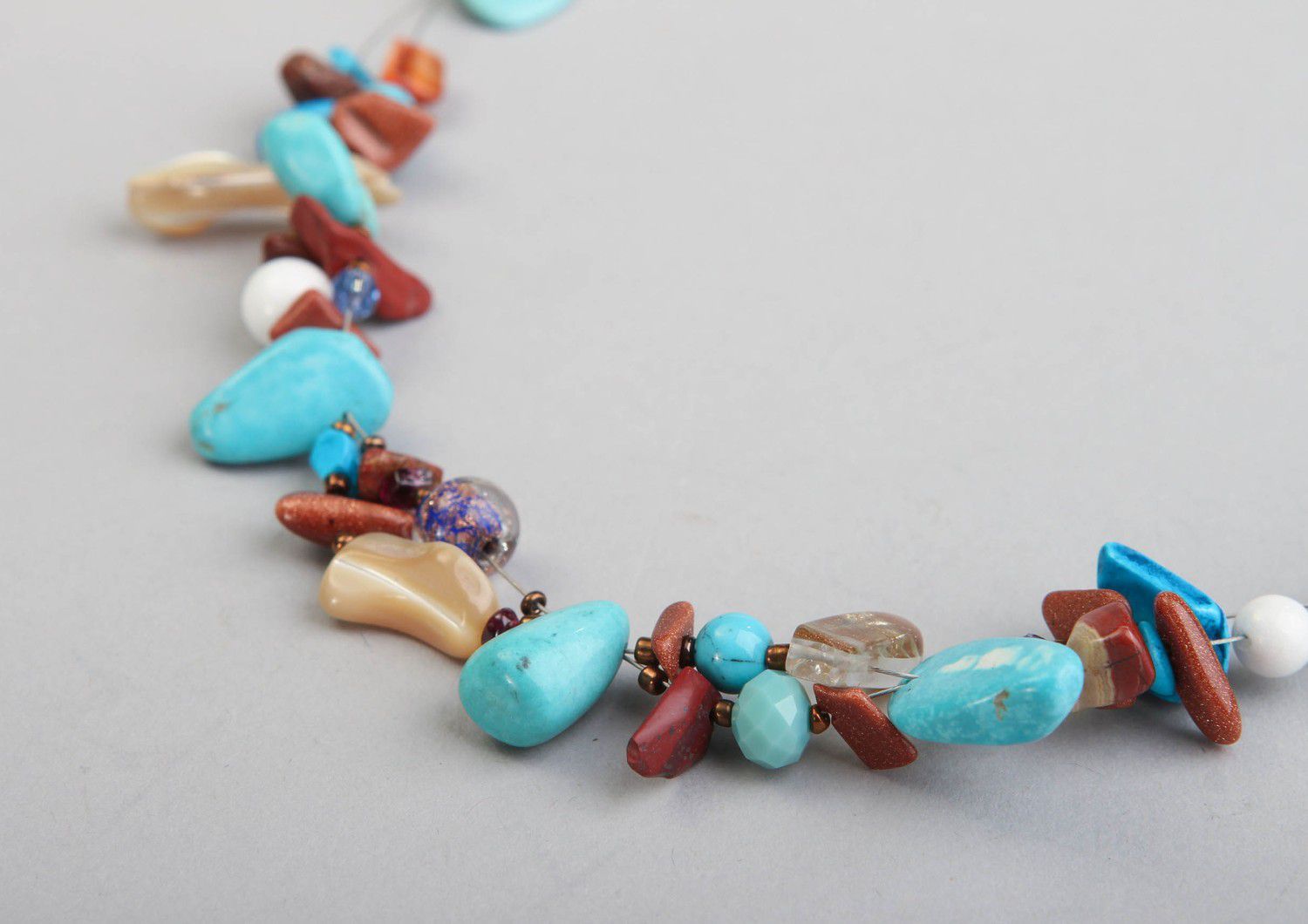 Necklace made of colorful natural stones photo 2