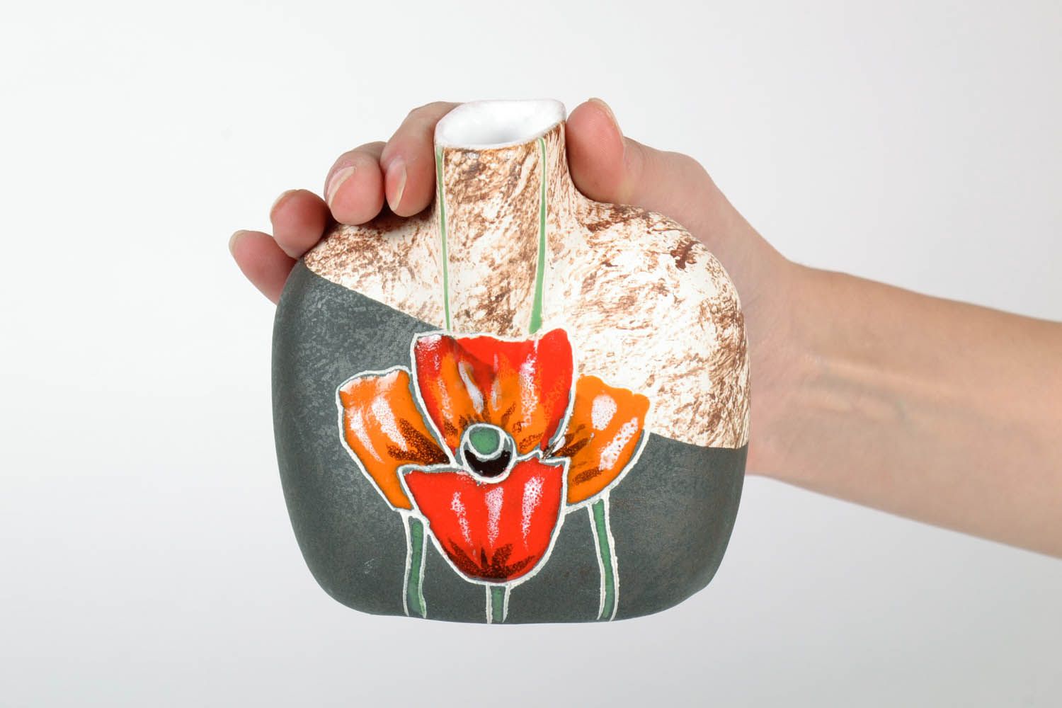 Handmade ceramic flower vase Tulips 30 oz flower centerpiece for home décor 4, 0,68 lb photo 2