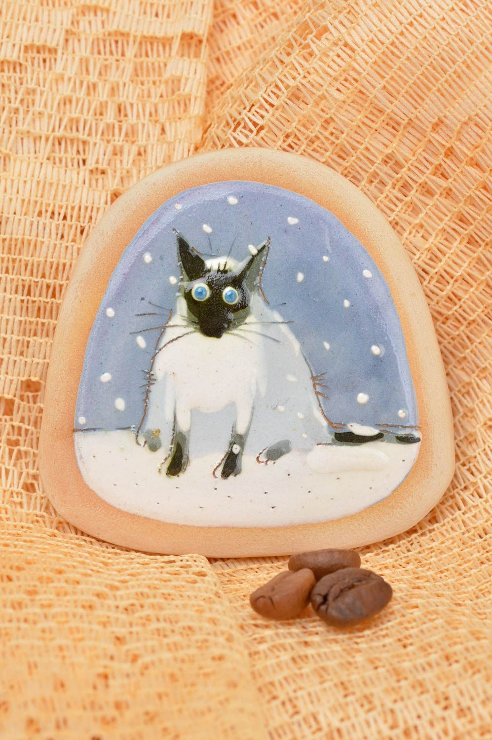 Cute ceramic fridge magnet unusual handmade souvenir stylish home decor photo 1