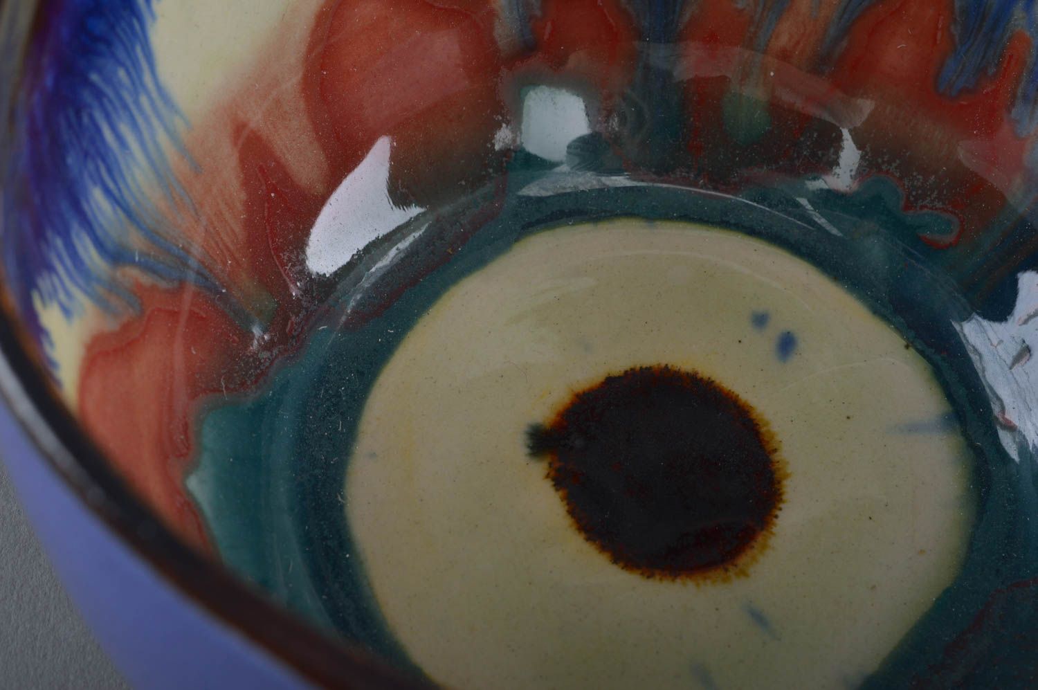 Фарфоровая чашка с росписью цветной глазурью небольшая для чая или кофе синяя фото 2