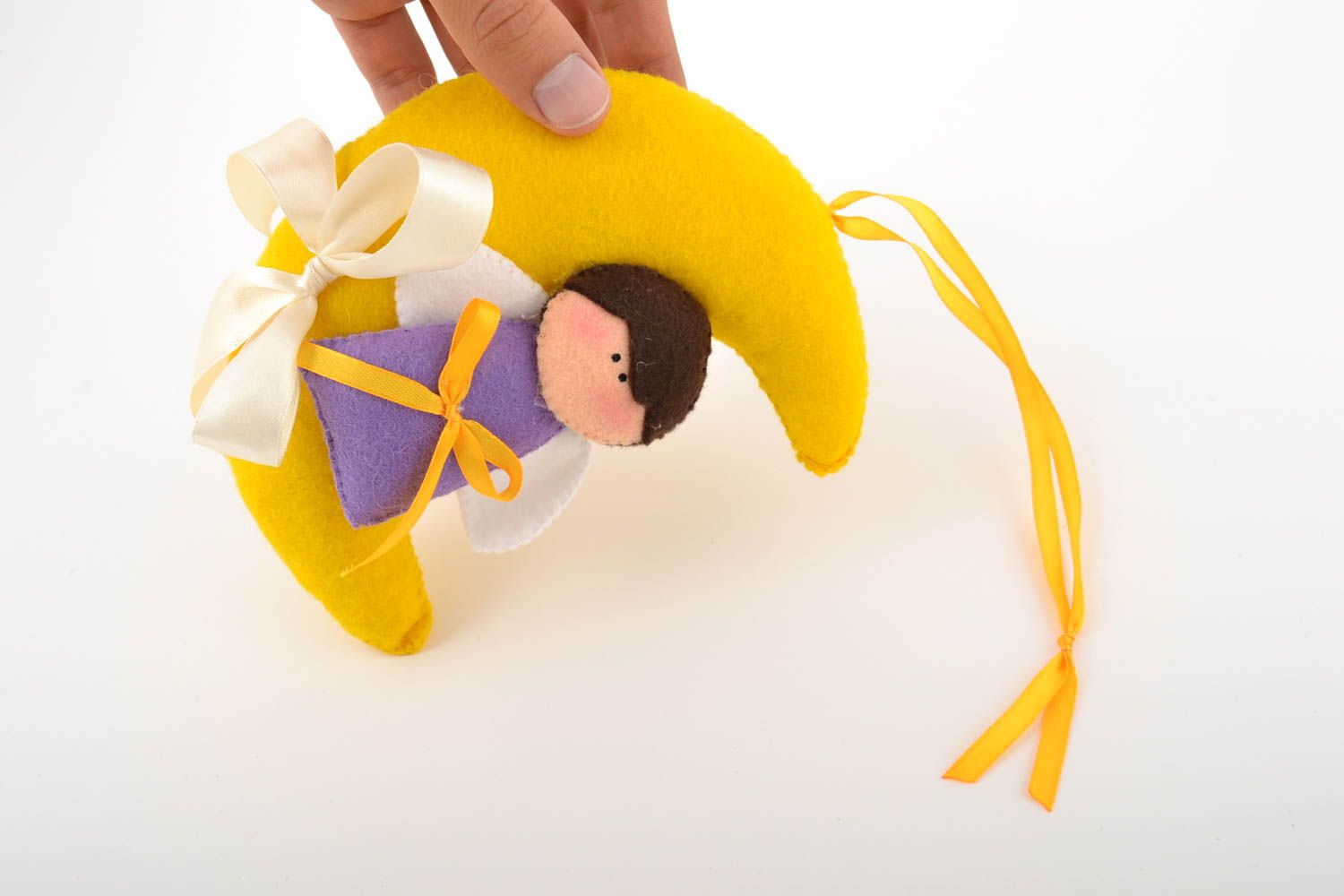 Мягкая игрушка ручной работы игрушка для малышей детская игрушка месяц подвеска фото 5