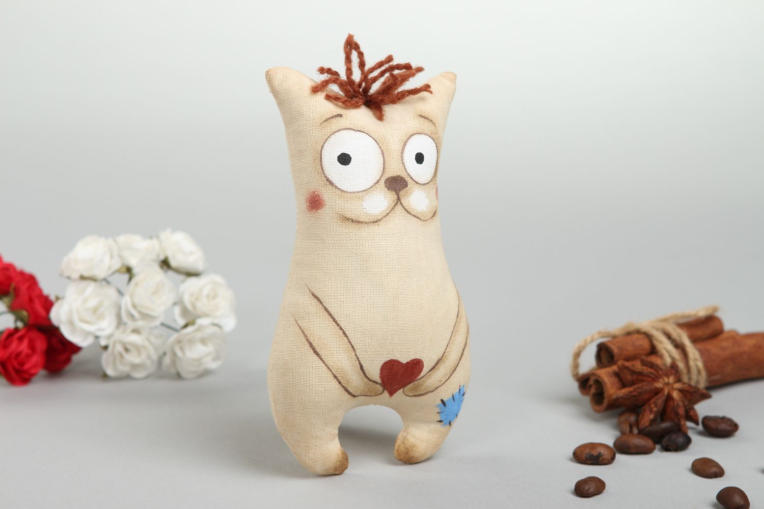 Handmade Aroma Kuscheltier Katze mit Kaffee Duft Stoff Spielzeug Wohn Accessoire foto 1