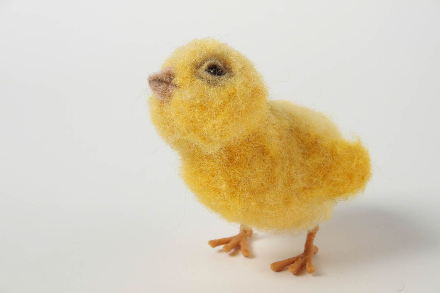 Peluche poulet jaune faite main Jouet en laine feutrée petit Déco maison photo 4