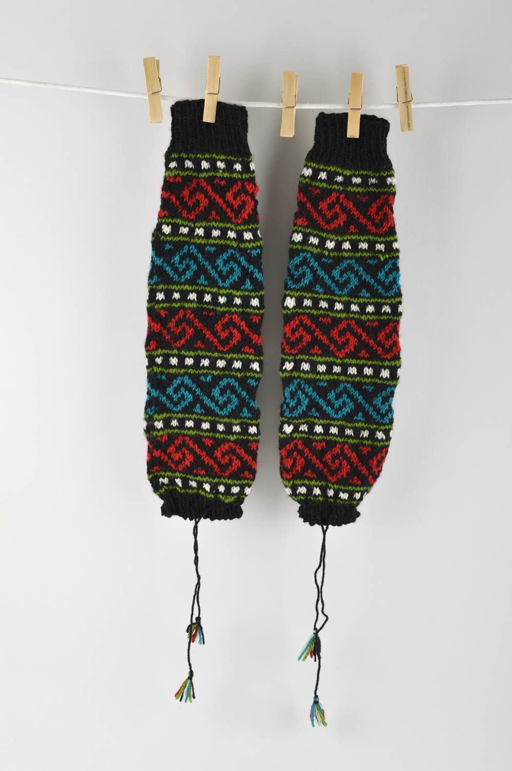 Handmade Beinstulpen Wolle Damen Stulpen Strick Accessoire gemustert warm foto 1