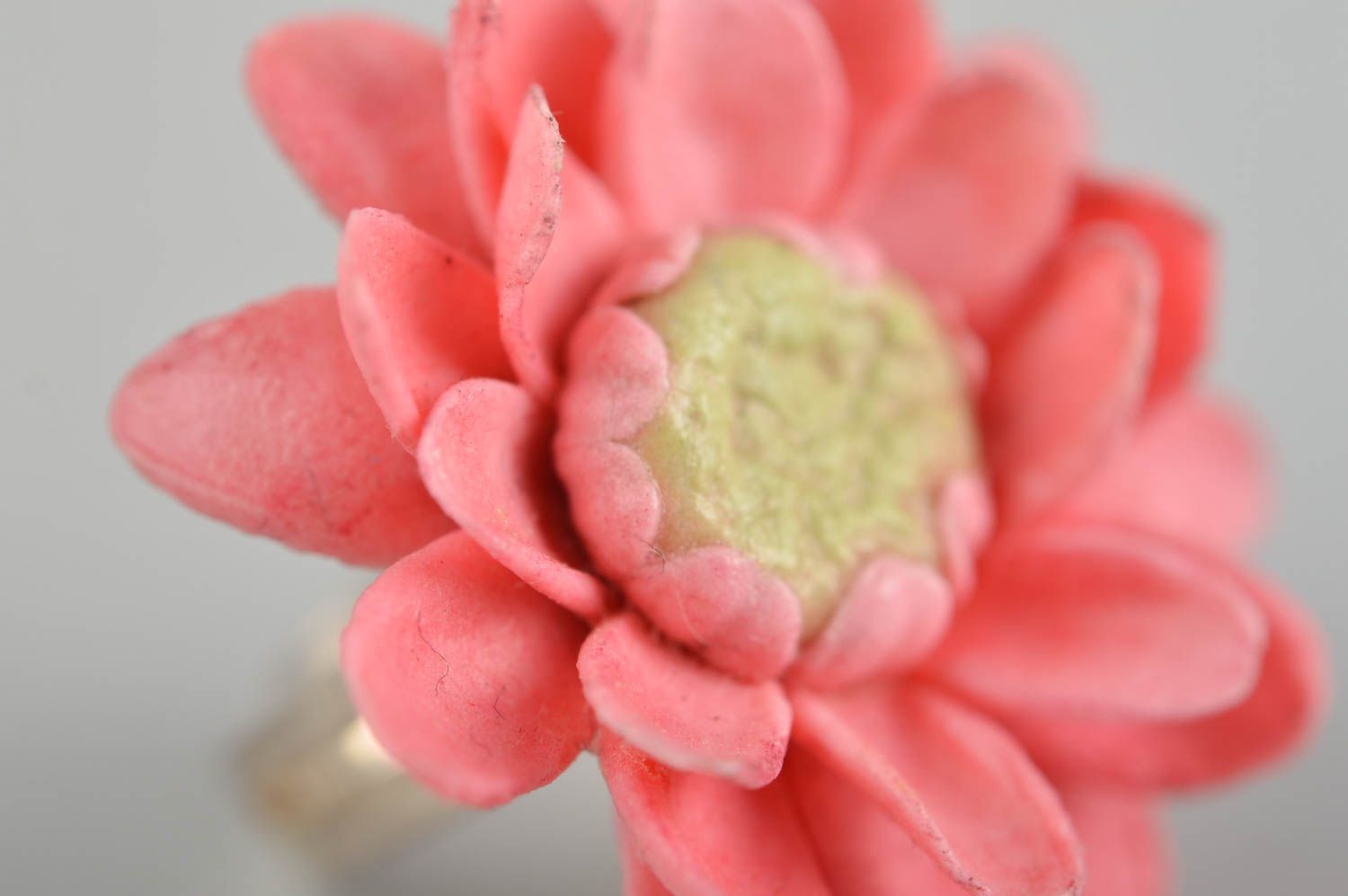 Bague fleur rose Bijou fait main pâte polymère taille réglable Cadeau femme photo 5
