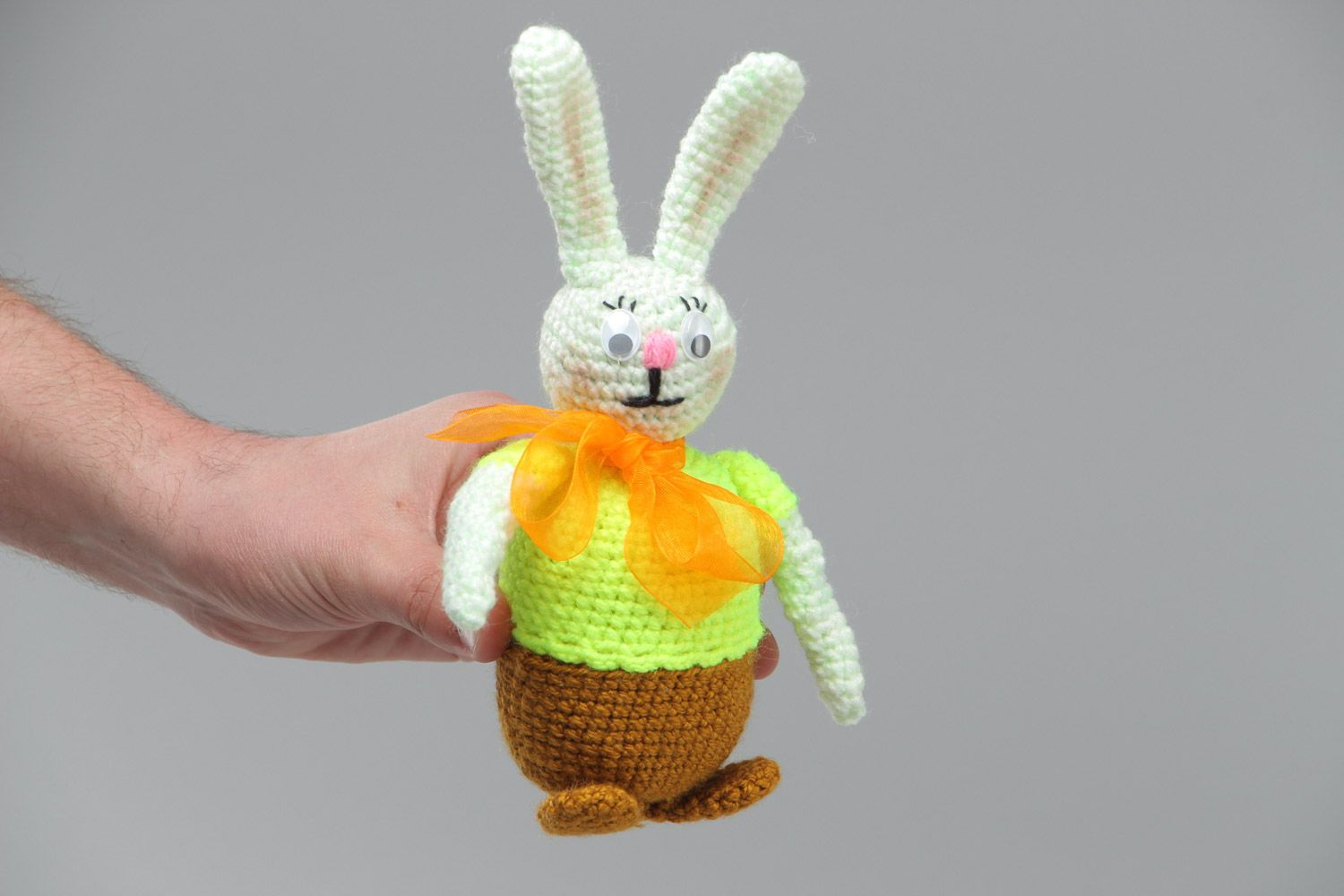 Handmade crochet soft toy hare for children photo 5