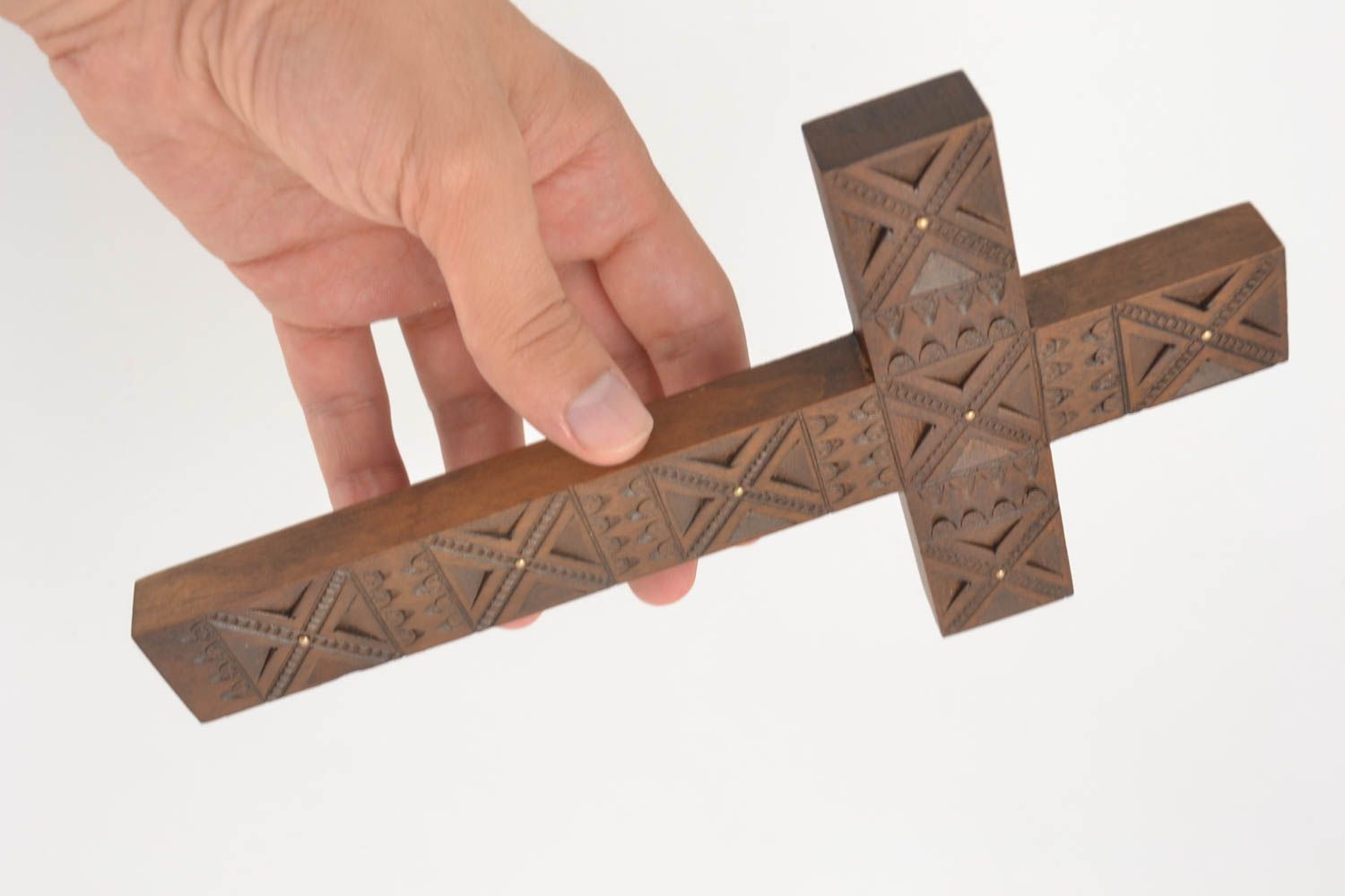 Cruz de madera hecha a mano adorno para casa artesanal regalo original cristiano foto 5