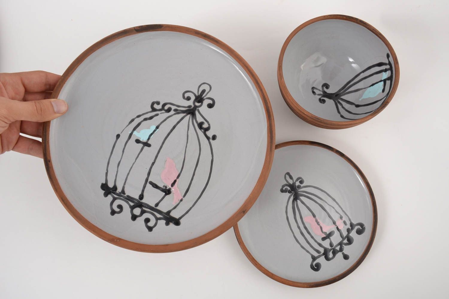 Platos de cerámica artesanales utensilios de cocina menaje del hogar 3 piezas foto 3