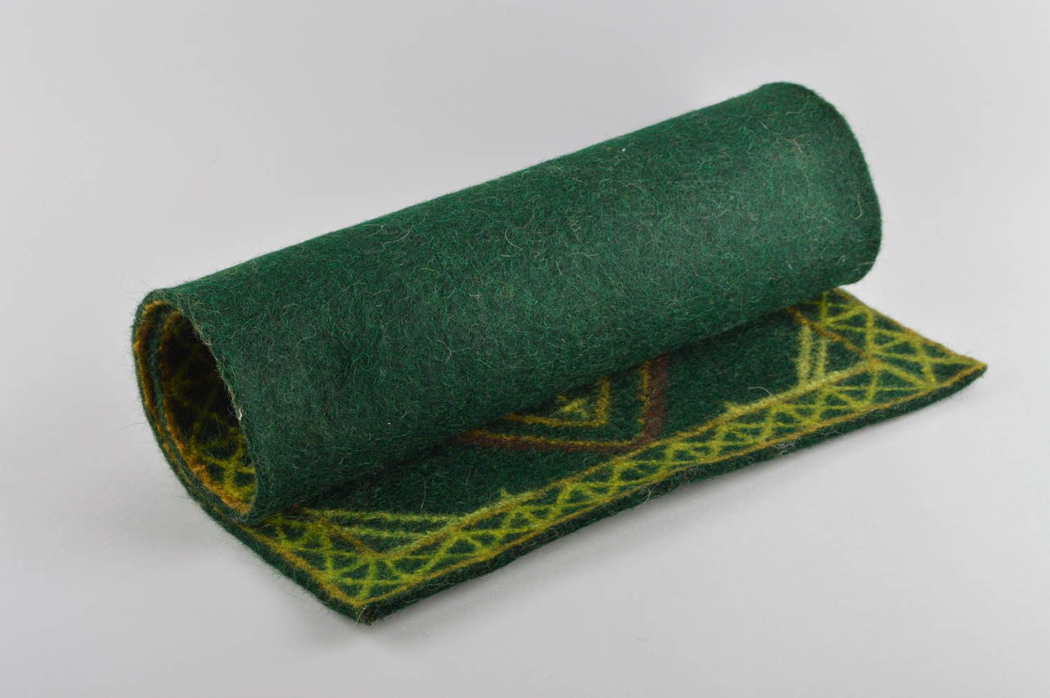 Alfombra de lana hecha a mano verde decoración de interior regalo original  foto 5