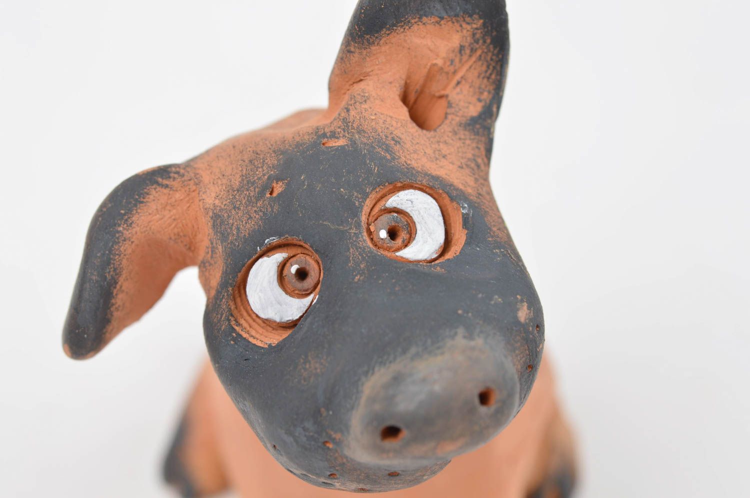 Figurine animal faite main Statuette design chien en argile Déco maison photo 5