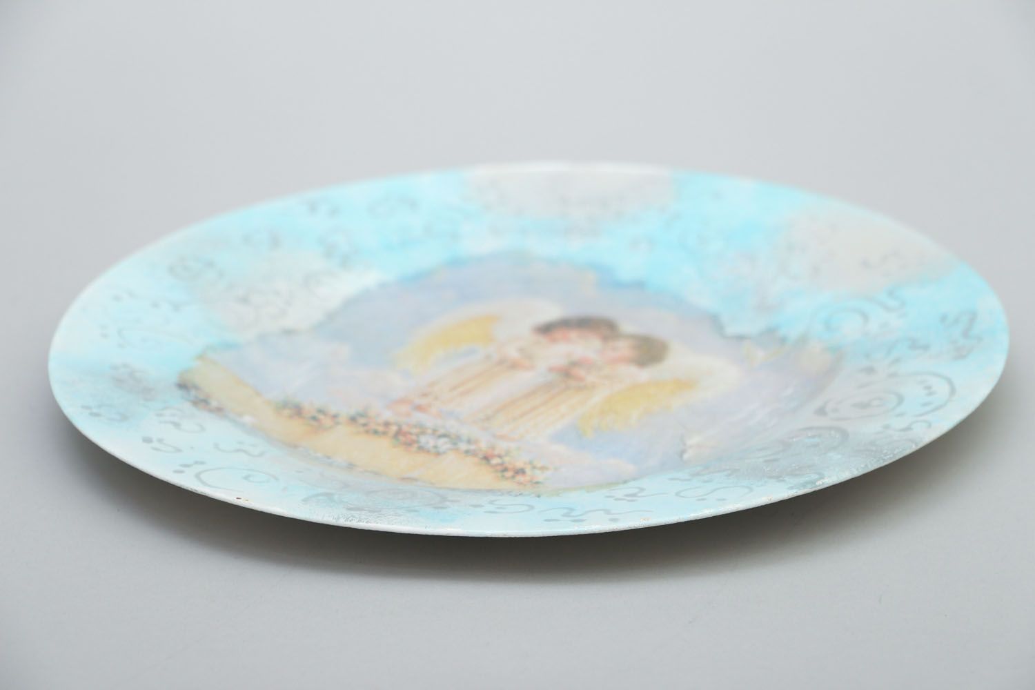 Handmade decoupage plate Angels photo 3