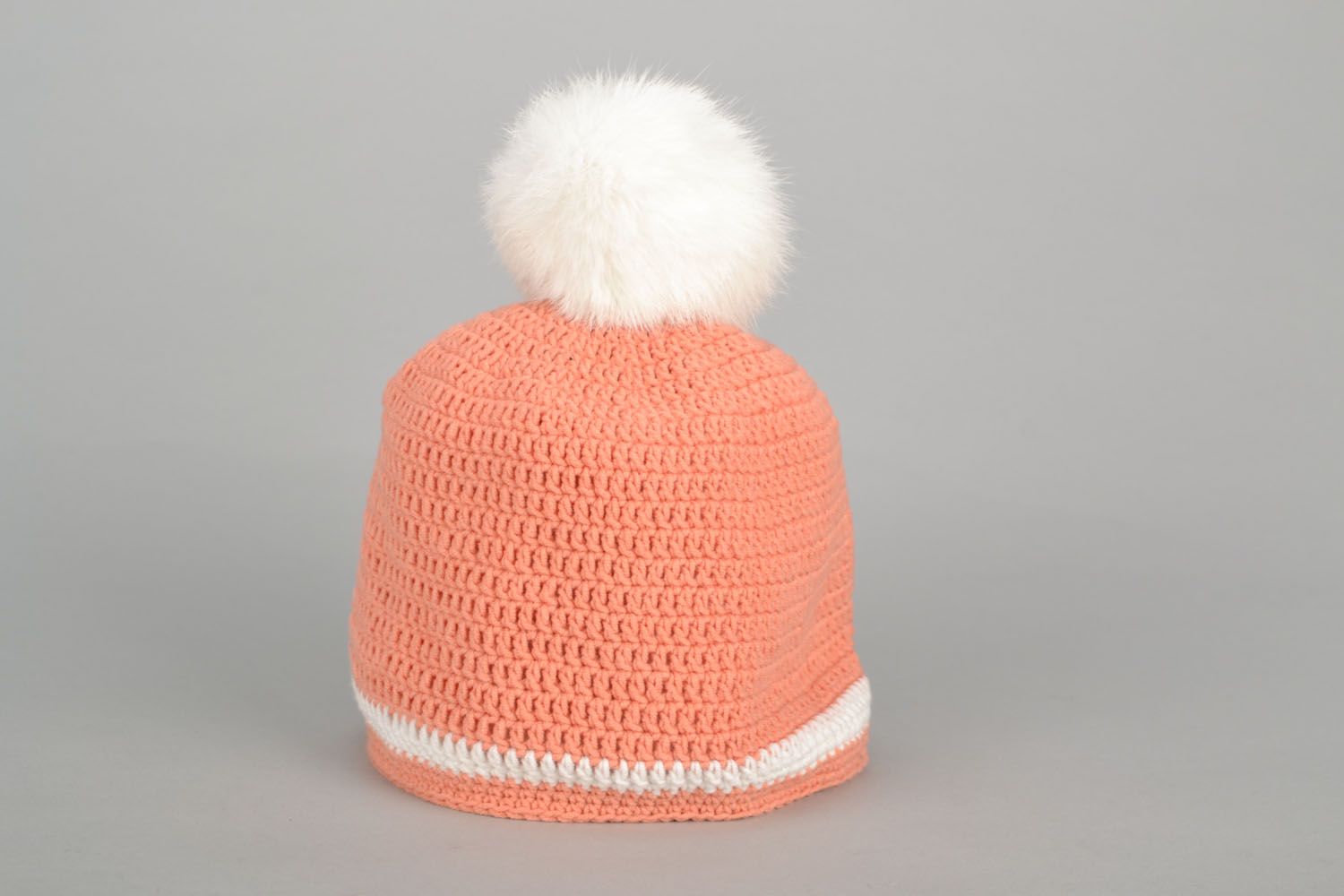 Cappello con pompon di lana fatto a mano accessorio simpatico da bambine
 foto 2