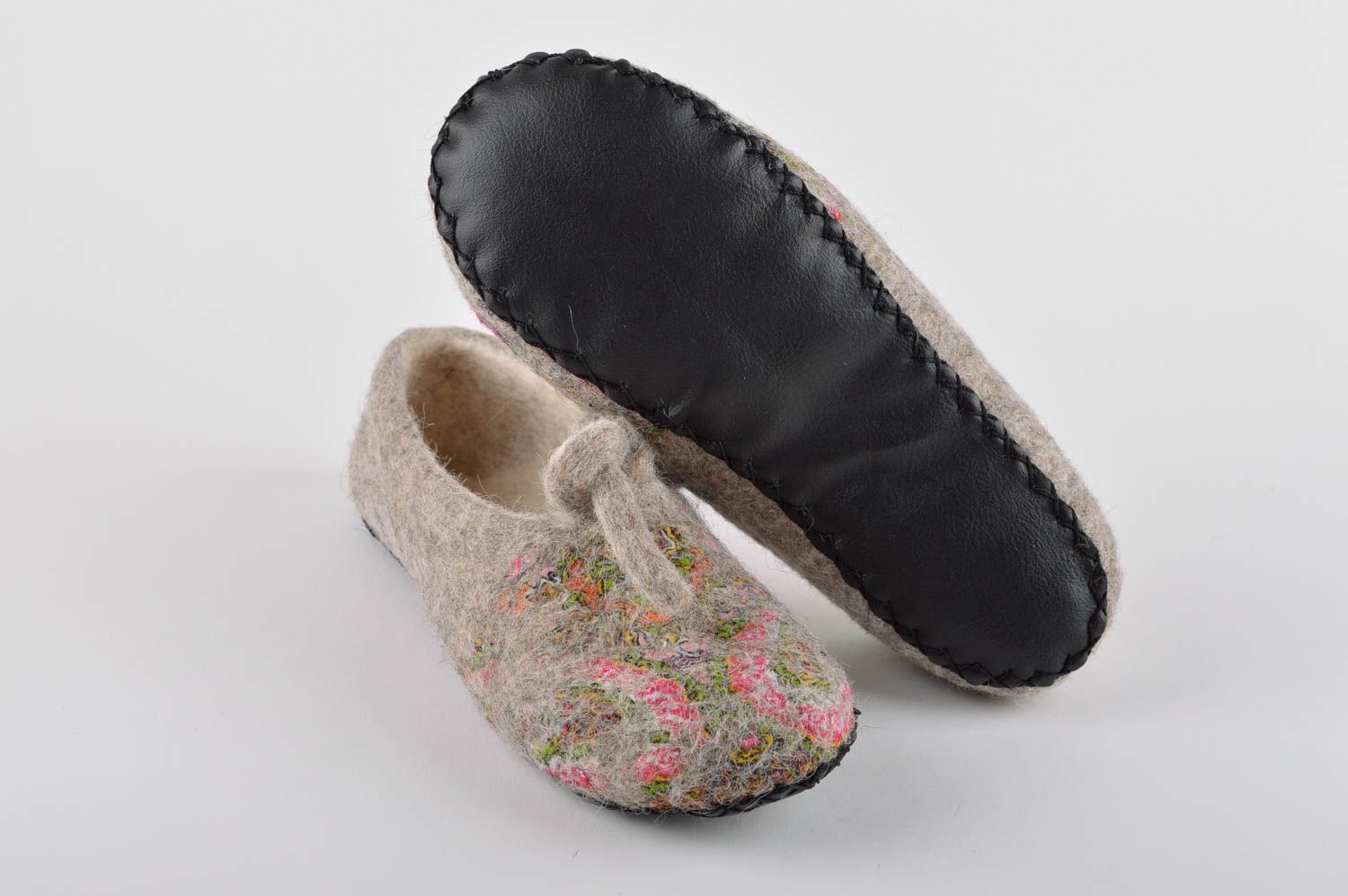Zapatillas de casa hechas a mano de fieltro calzado femenino regalo original foto 5
