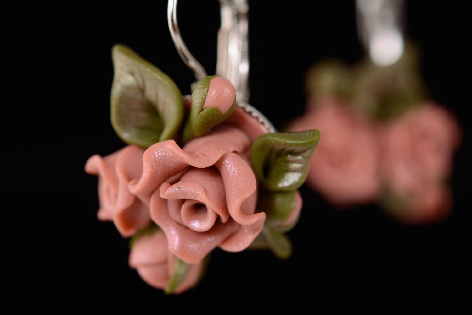 Polymer clay earrings Roses photo 2