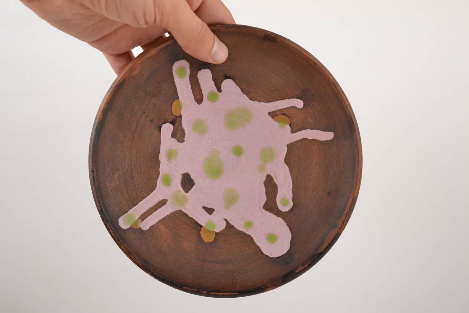 Керамическая тарелка ручной работы расписная тарелка экологически чистая посуда  фото 5