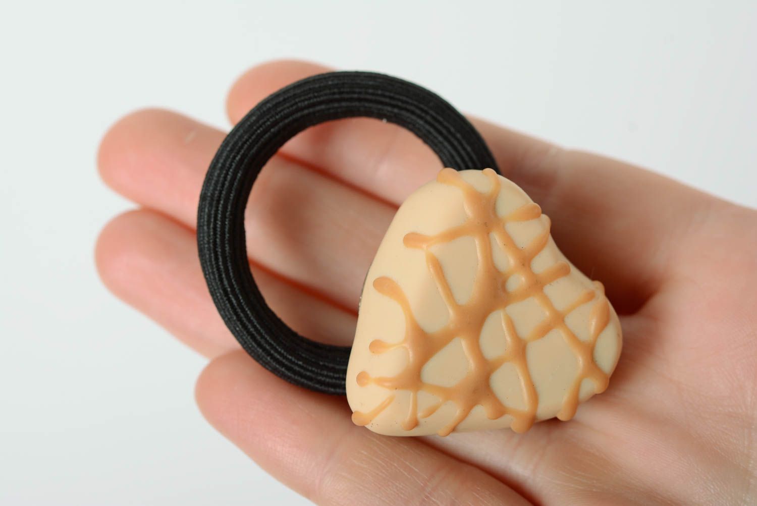 Designer Haar Gummi aus Polymerton Herz ungewöhnliche einzigartige Handarbeit foto 3