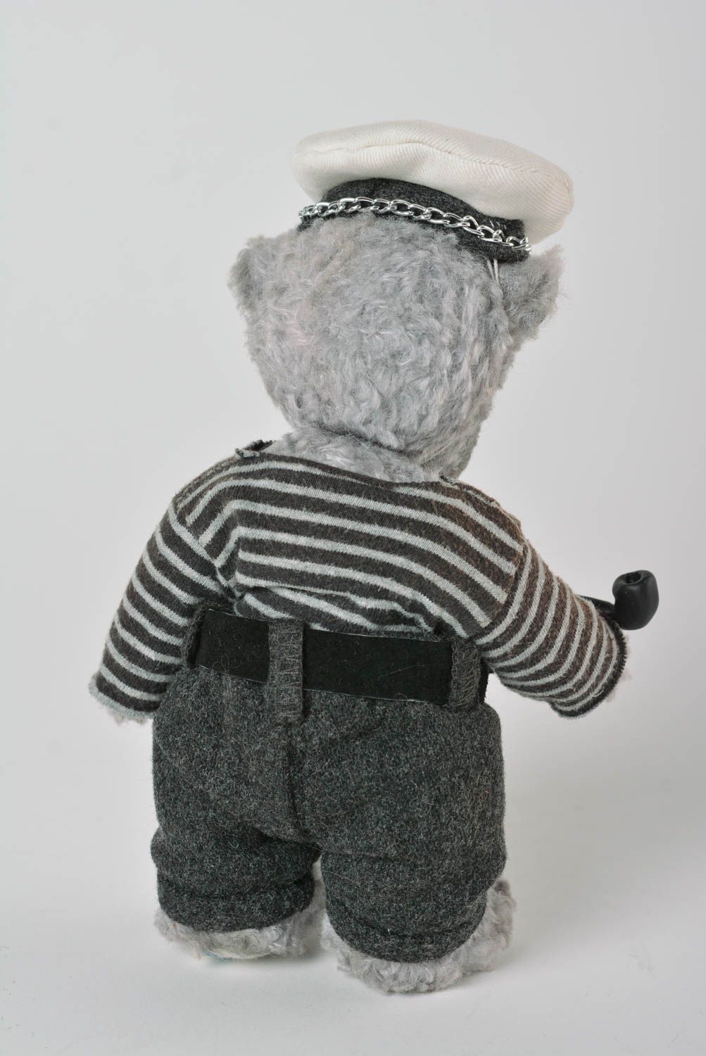 Peluche ourson gris marin Jouet fait main peluche laine Cadeau enfant original photo 4