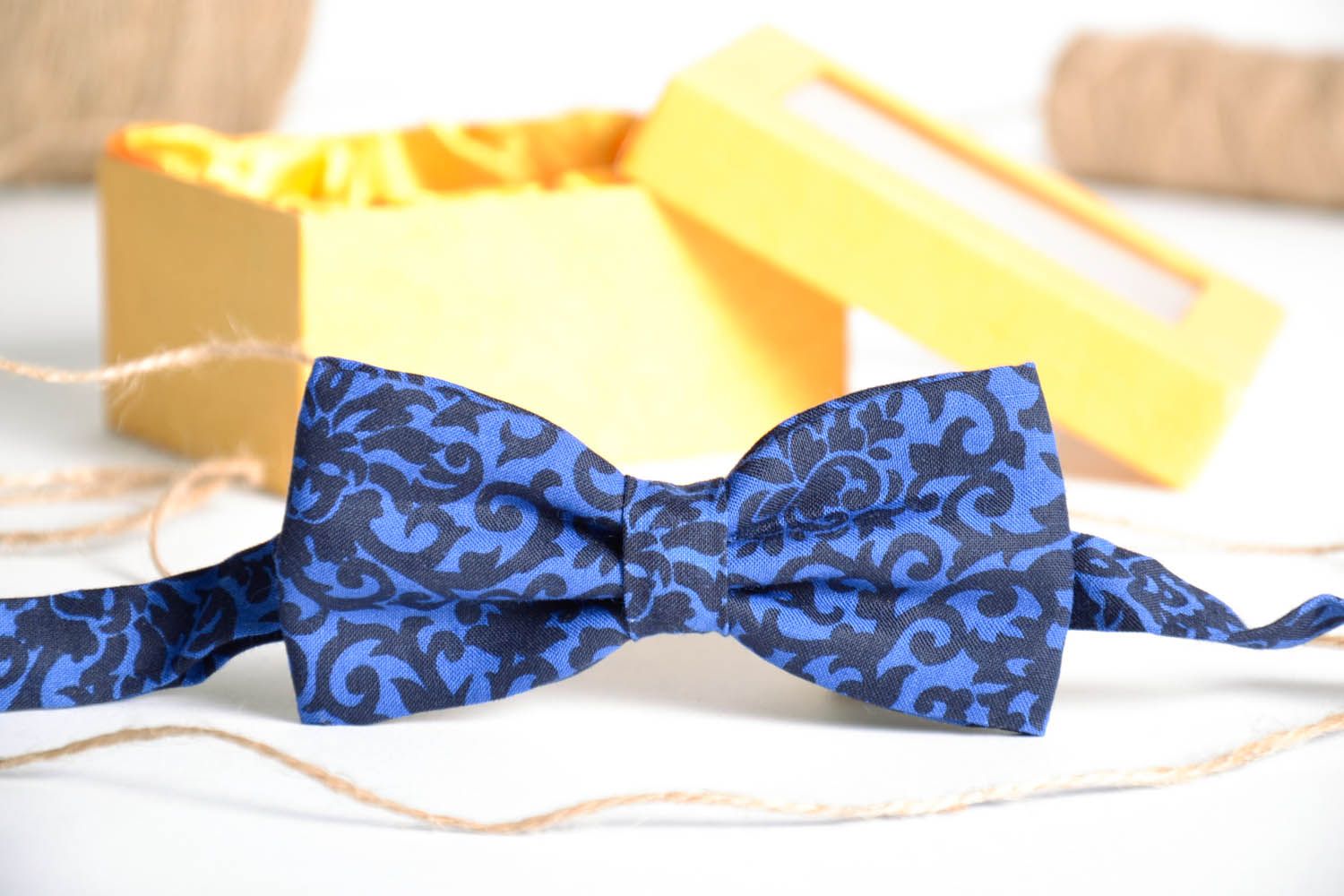 Blue cotton bow tie photo 1