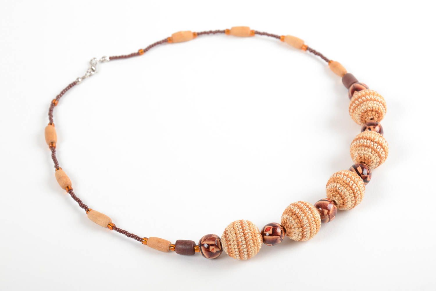 Brown designer necklace handmade wooden accessory stylish beautiful jewelry photo 4