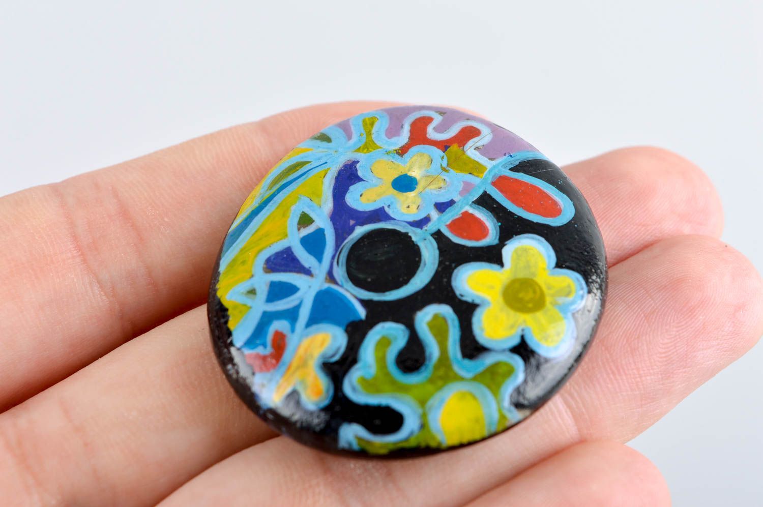 Handmade Stein Anhänger Damen Schmuck Geschenk für Frauen künstlerisch bunt rund foto 5