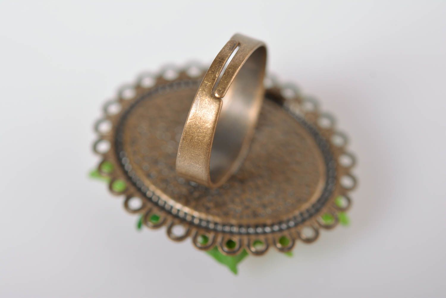 Кольцо ручной работы украшение из холодного фарфора цветочное модное кольцо фото 5