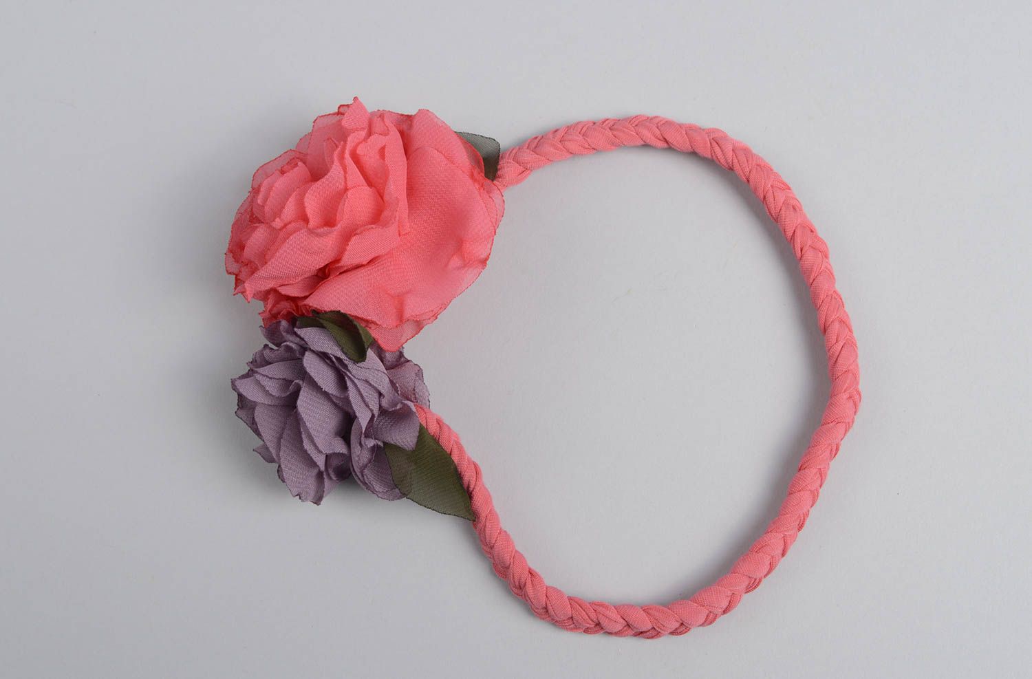 Handgefertigt Haarband mit Blume Haarschmuck Blüte Haar Accessoire in Rosa foto 4