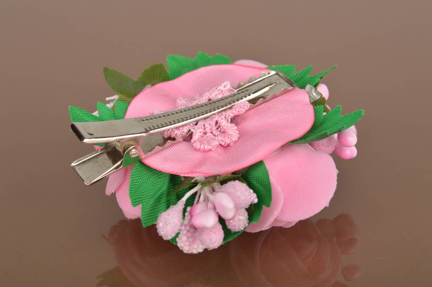 Beautiful handmade plastic flower barrette hair clip accessories for girls photo 5