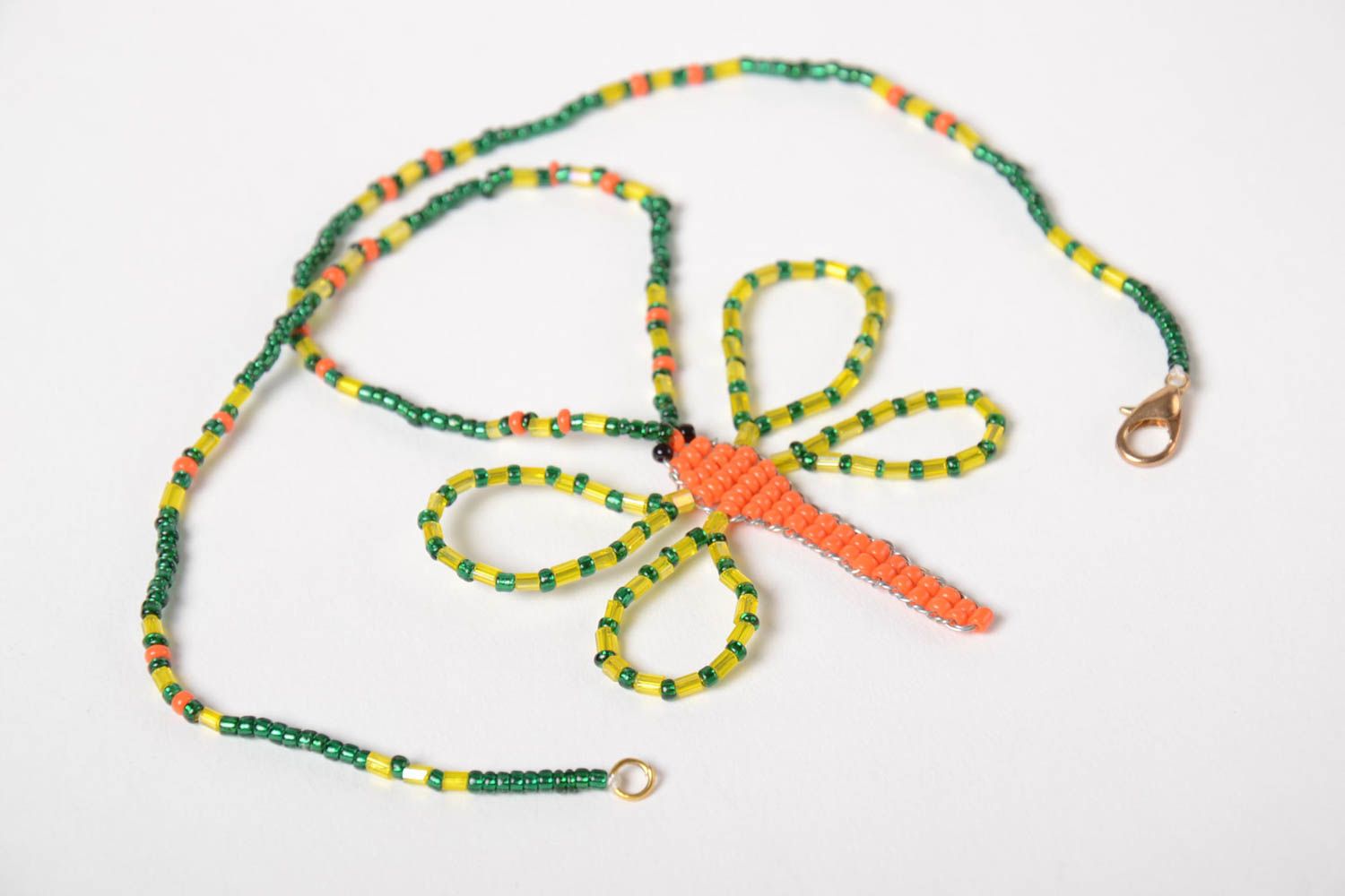 Unusual pendant made of beads handmade accessories designer present for children photo 4