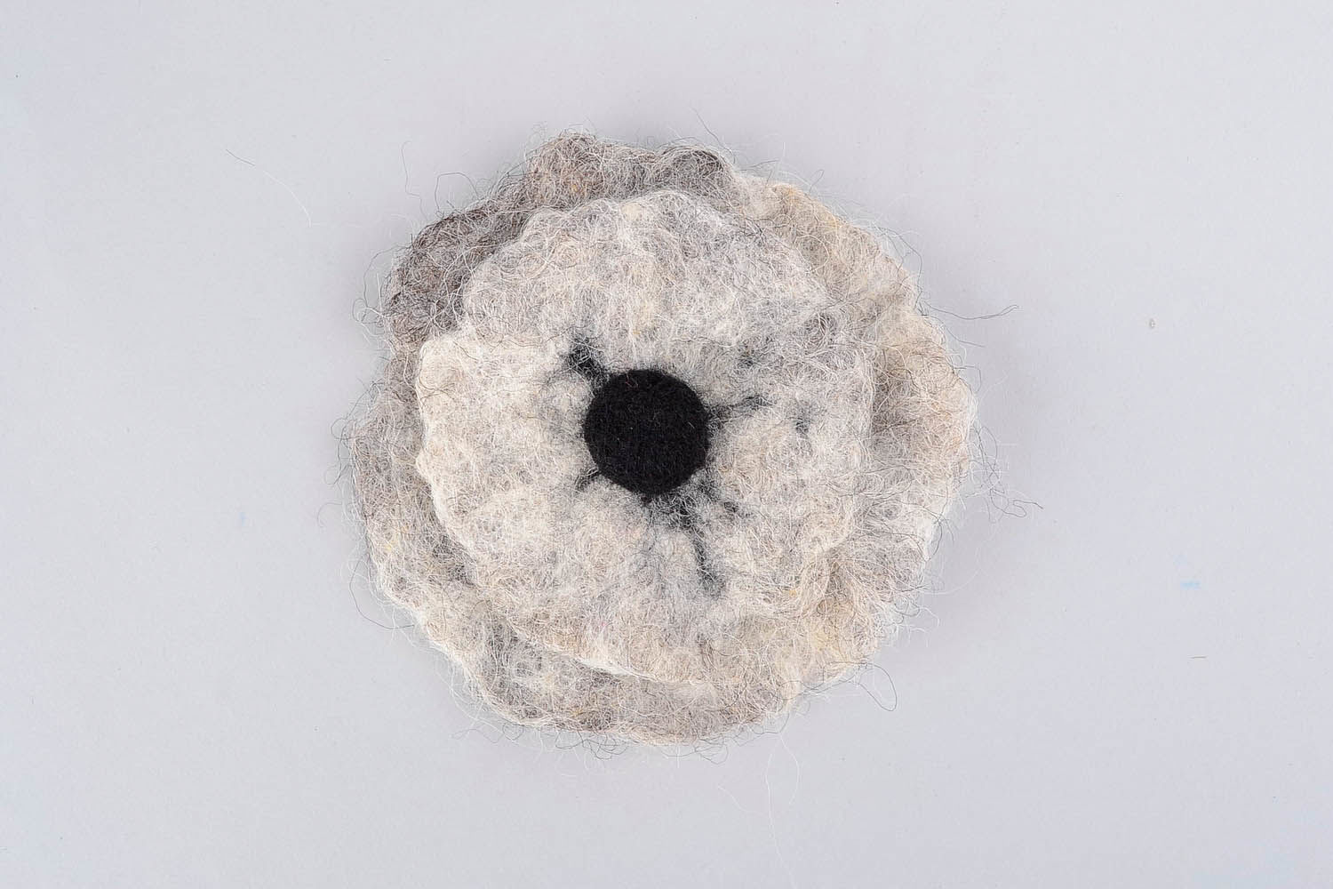 Brooch made of felted wool Grey Flower photo 4