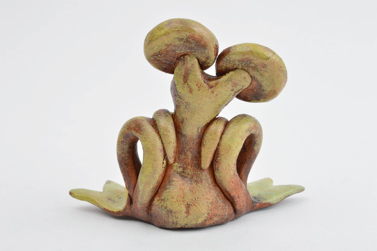 Керамическая фигурка ручной работы статуэтка для дома подарок и сувенир лягушка фото 3