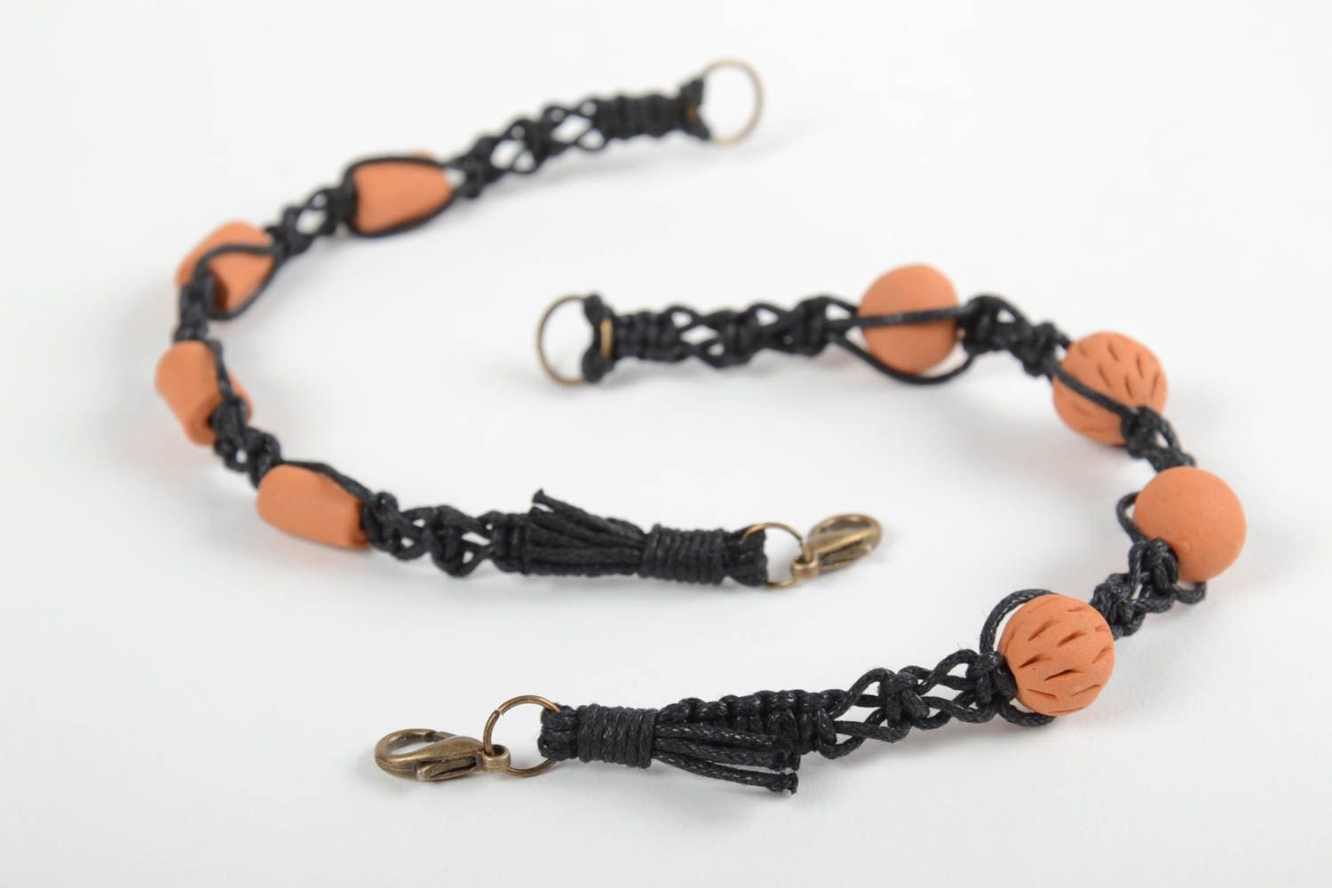 Set of 2 handmade ceramic bracelets accessories for girls woven bracelets photo 4
