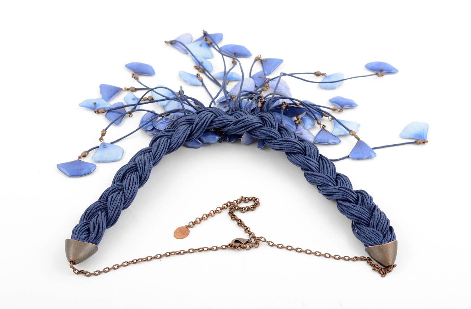 Collar hecho a mano trenza azul regalo original para mujer bisutería de moda foto 3