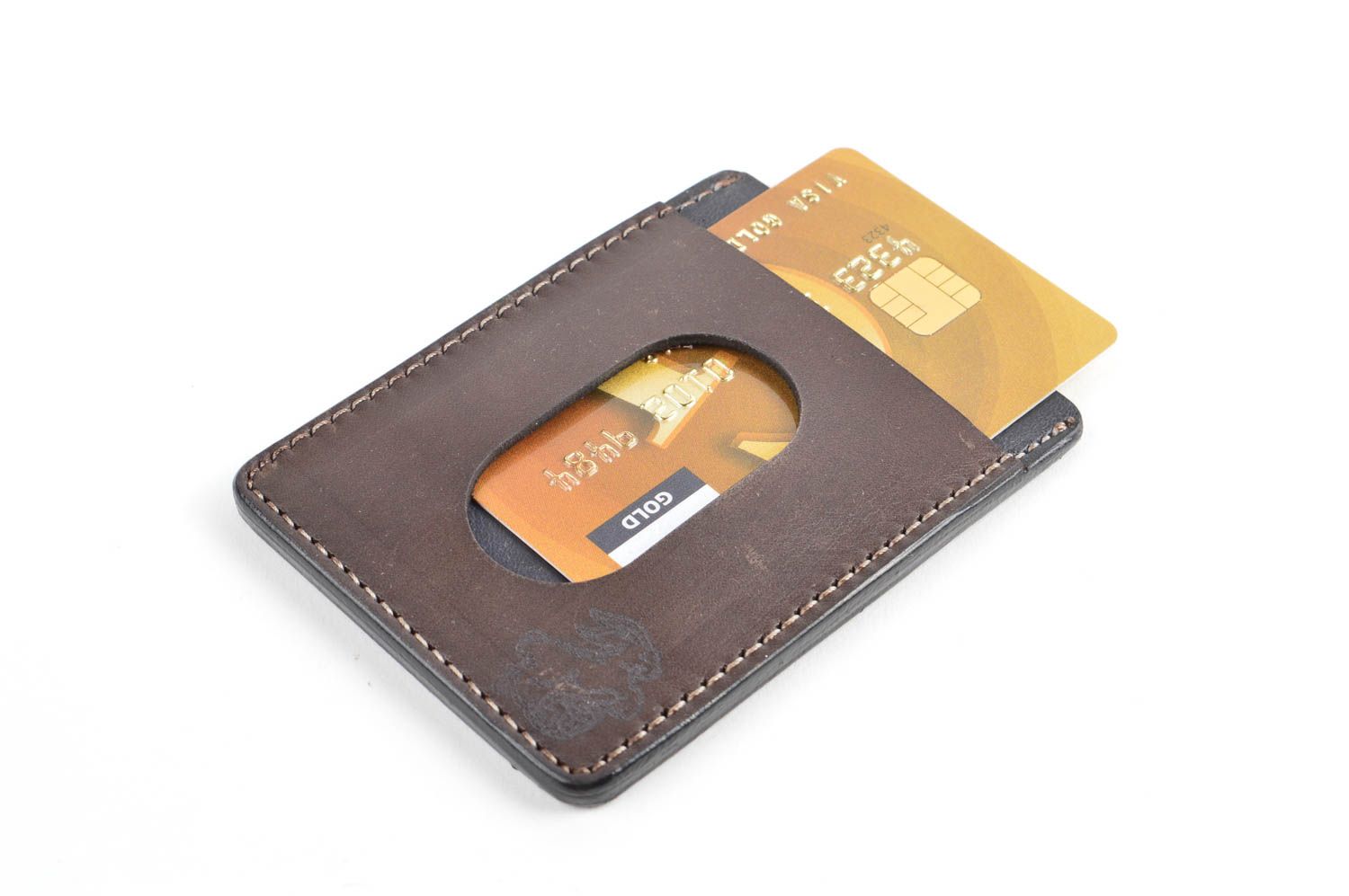 Halter für Visitenkarten handmade Kartenetui Leder Kreditkartentasche Leder foto 4