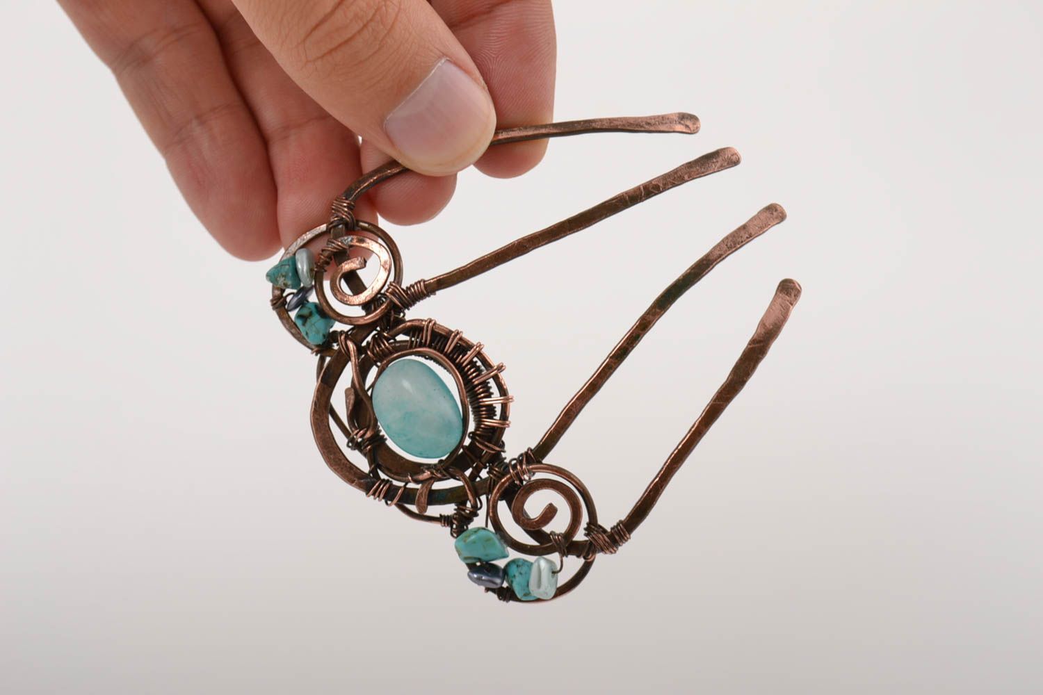 Handmade hair clip designer accessory copper jewelry unusual gift for her photo 4