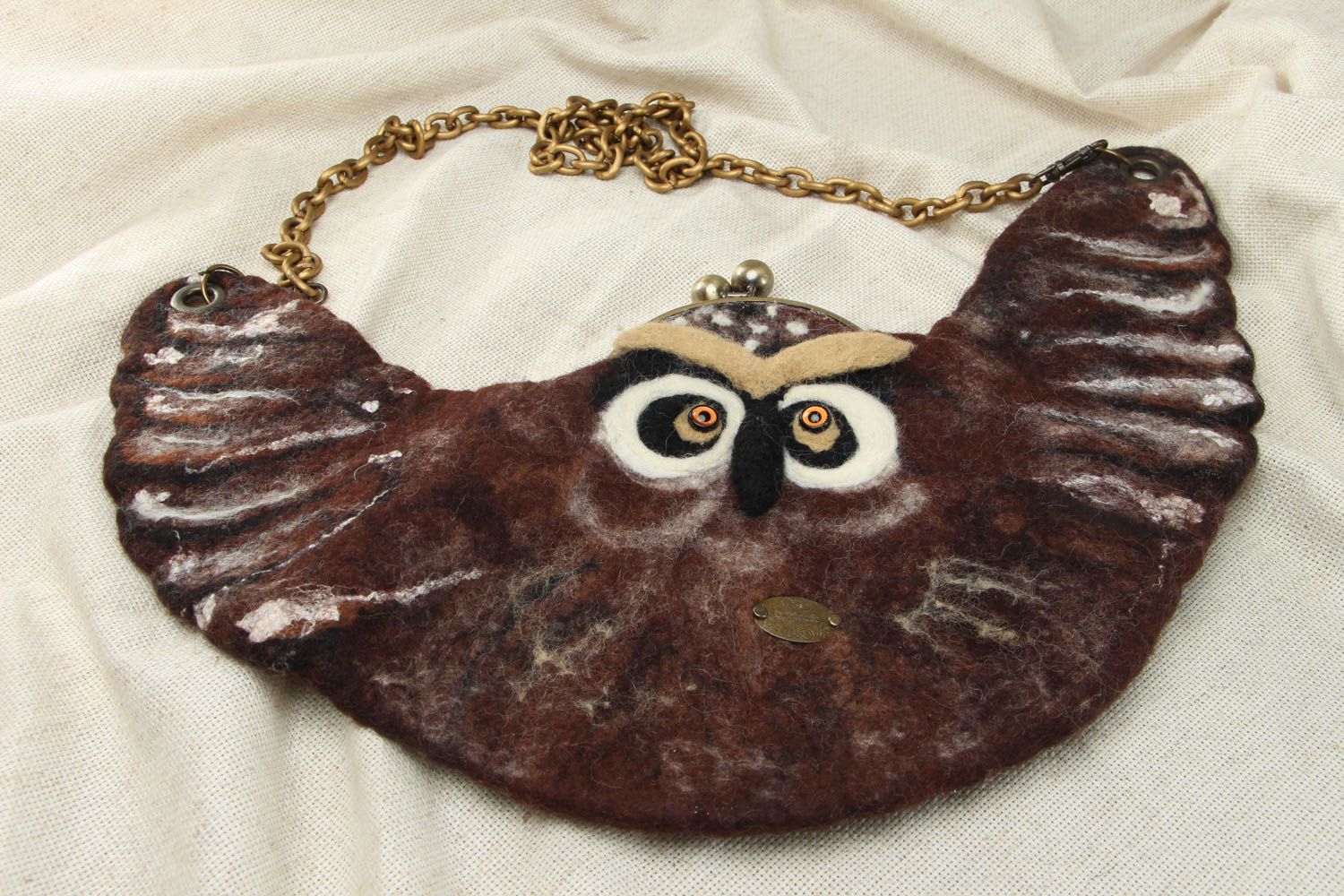 Felted wool shoulder bag Owl photo 1
