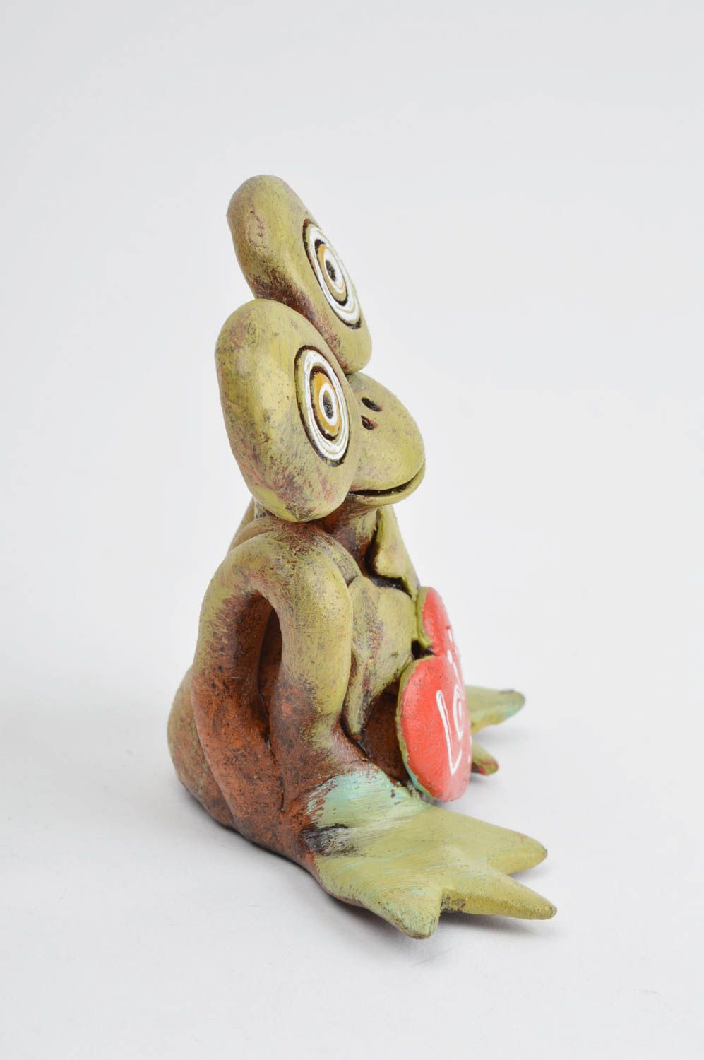 Handmade Wohnzimmer Deko Kinder Geschenk Keramik Figur ungewöhnlicher Frosch foto 2