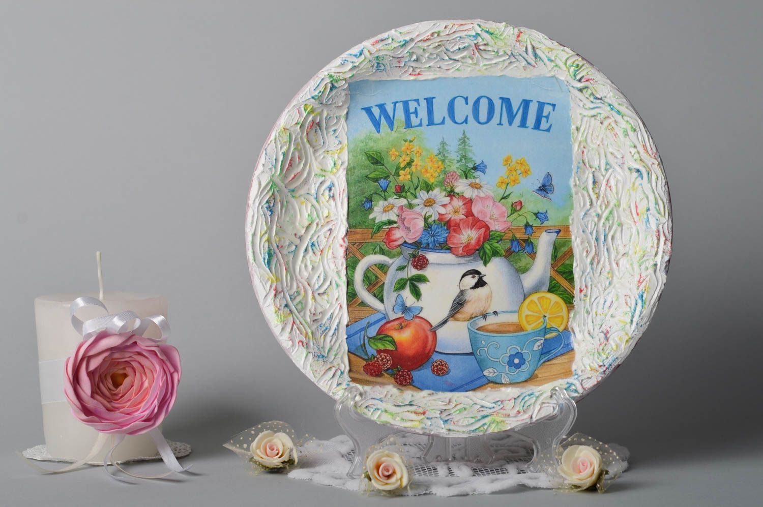 Handmade plate souvenir decoupage plate decorative plate decoratove use only photo 1