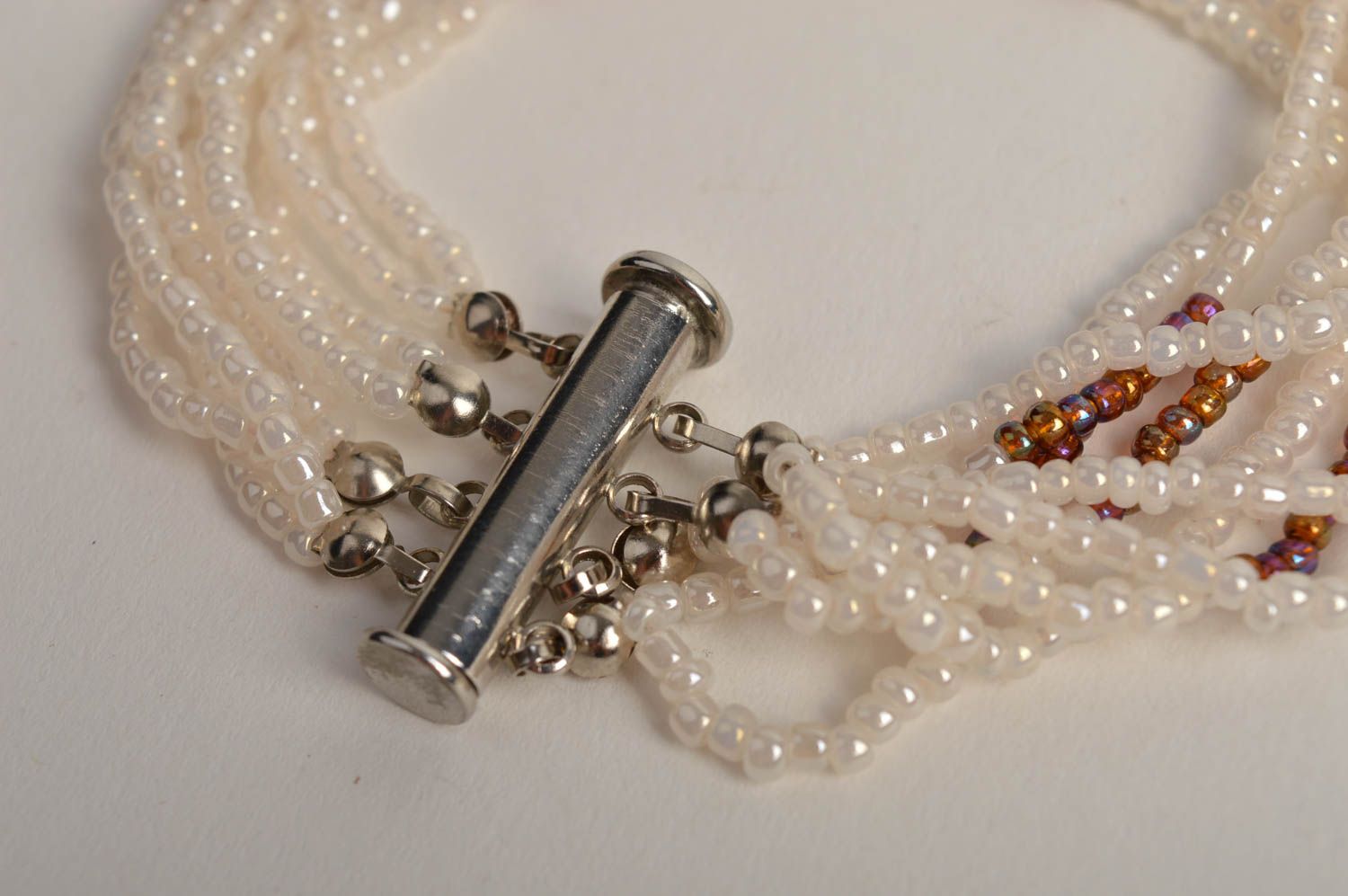 Multi-layer white beads bangle wrist bracelet for women photo 5
