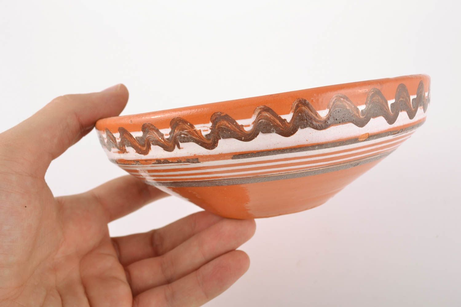 Deep ceramic bowl for first and second courses with ornament photo 4