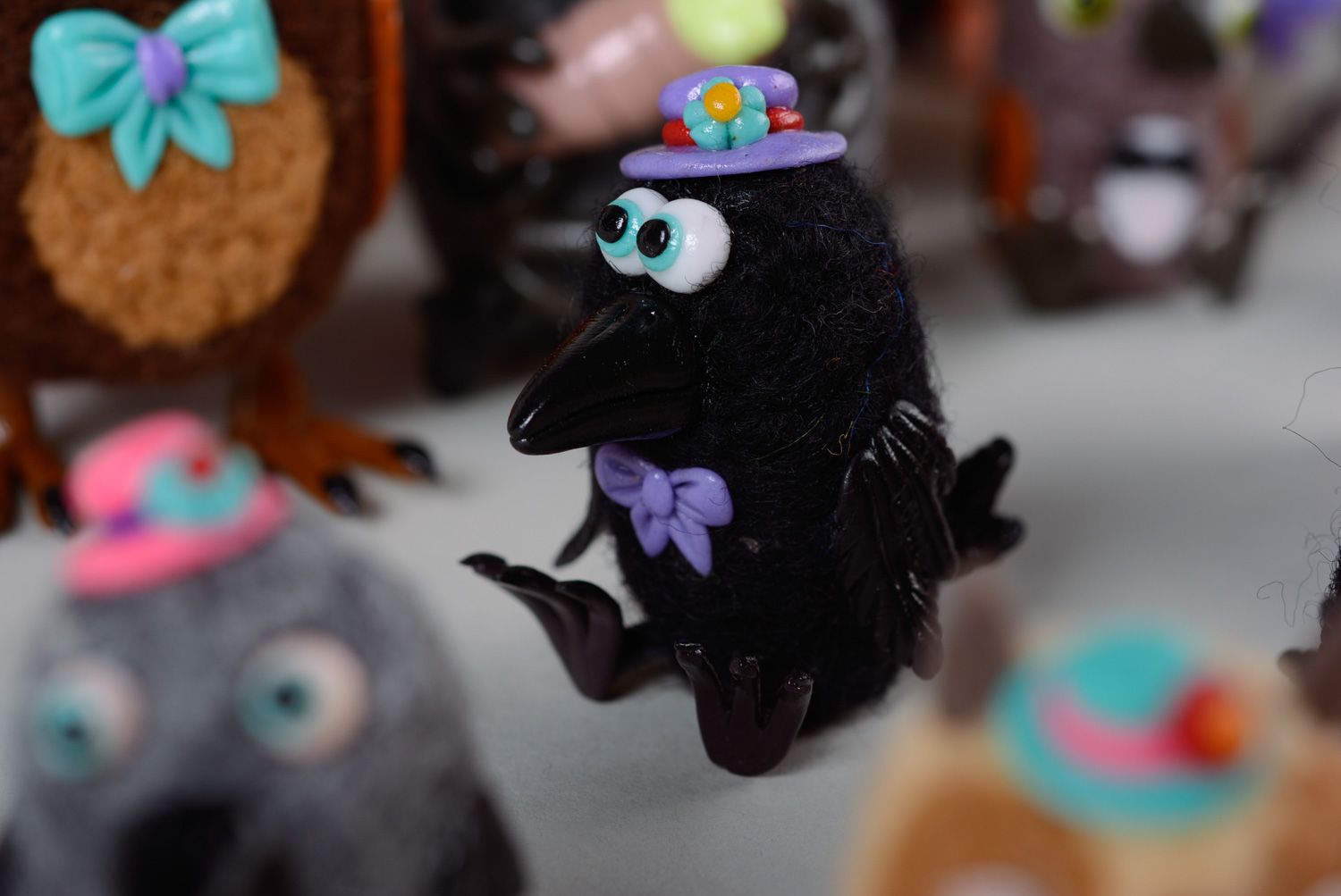 Handmade miniatur Kuscheltier Vogel in Trockenfilzen Technik für Kinder foto 4