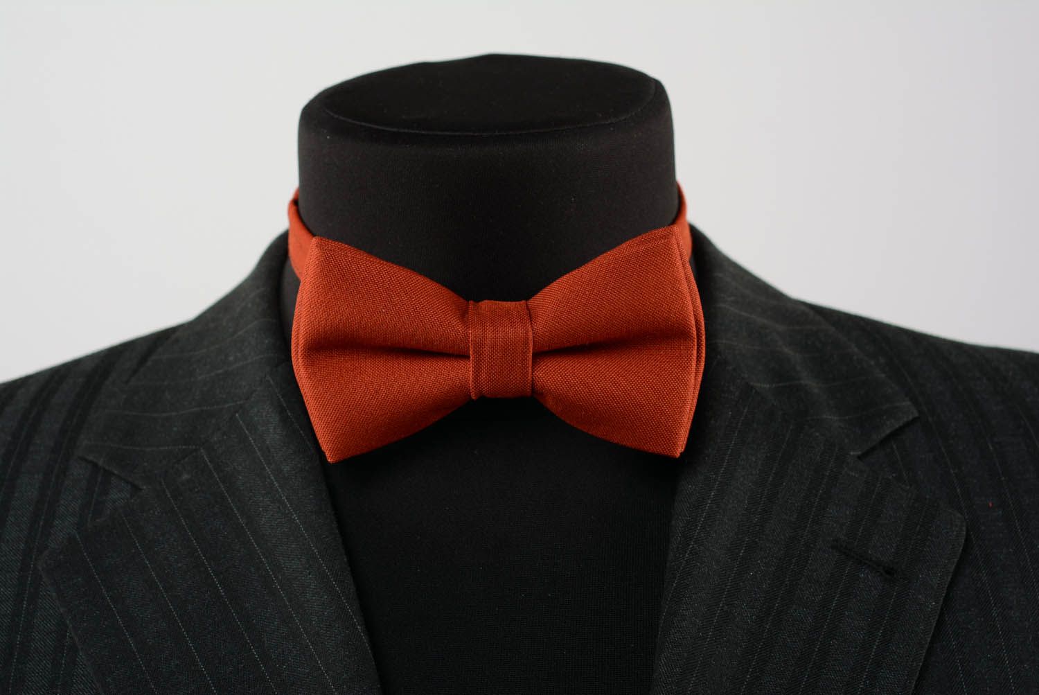 Textile bow tie Red and Brown photo 2