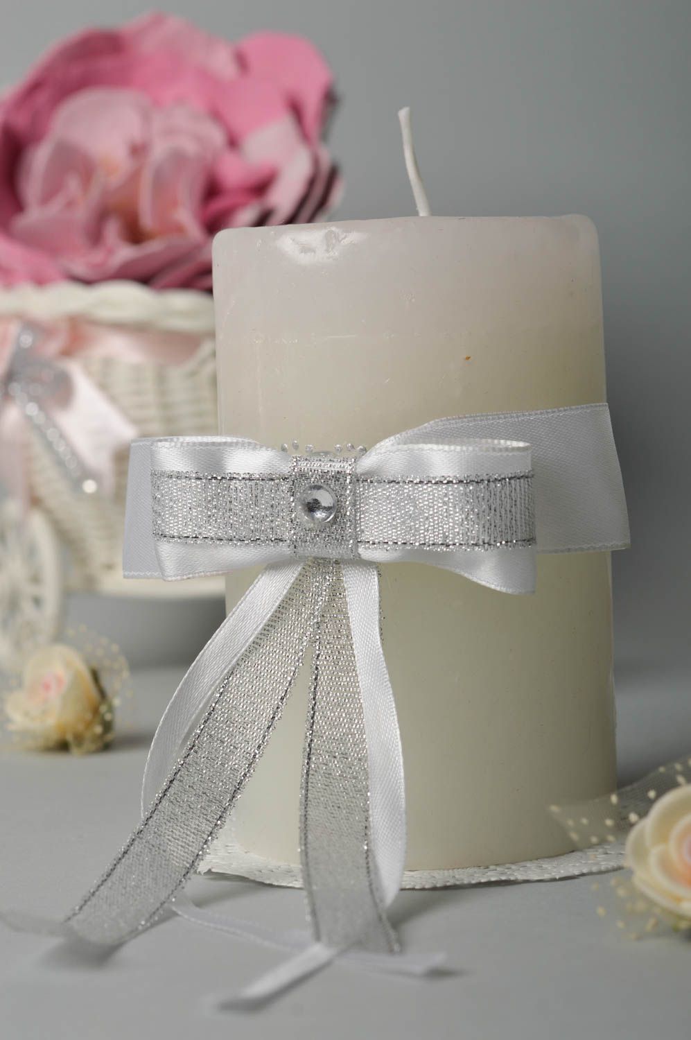 Vela de parafina blanca artesanal accesorio para boda elegante regalo original foto 1
