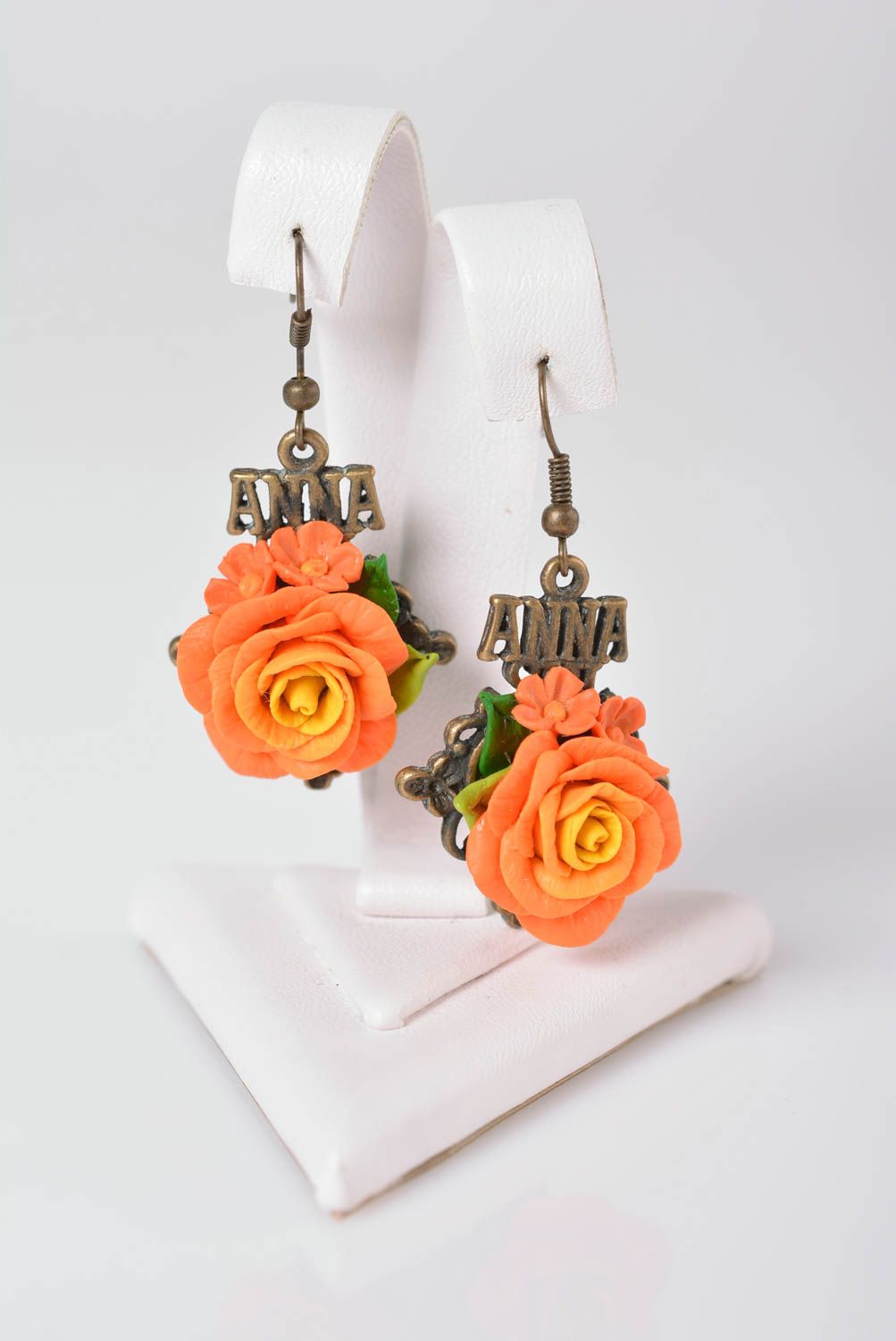 Orange Blumen Ohrringe greller Designer Schmuck Accessoire für Frauen Anna foto 1